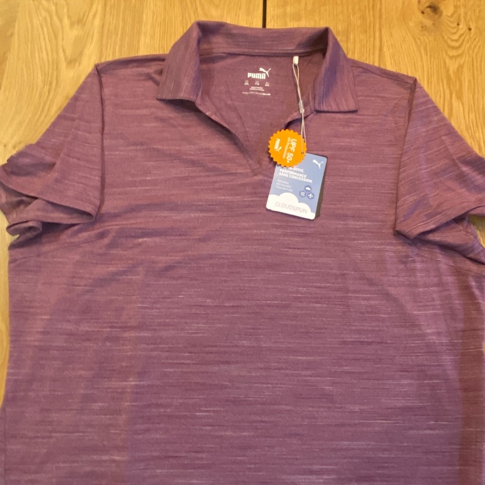Puma Cloudspun performance polo women's 2XL purple heather short sleeve